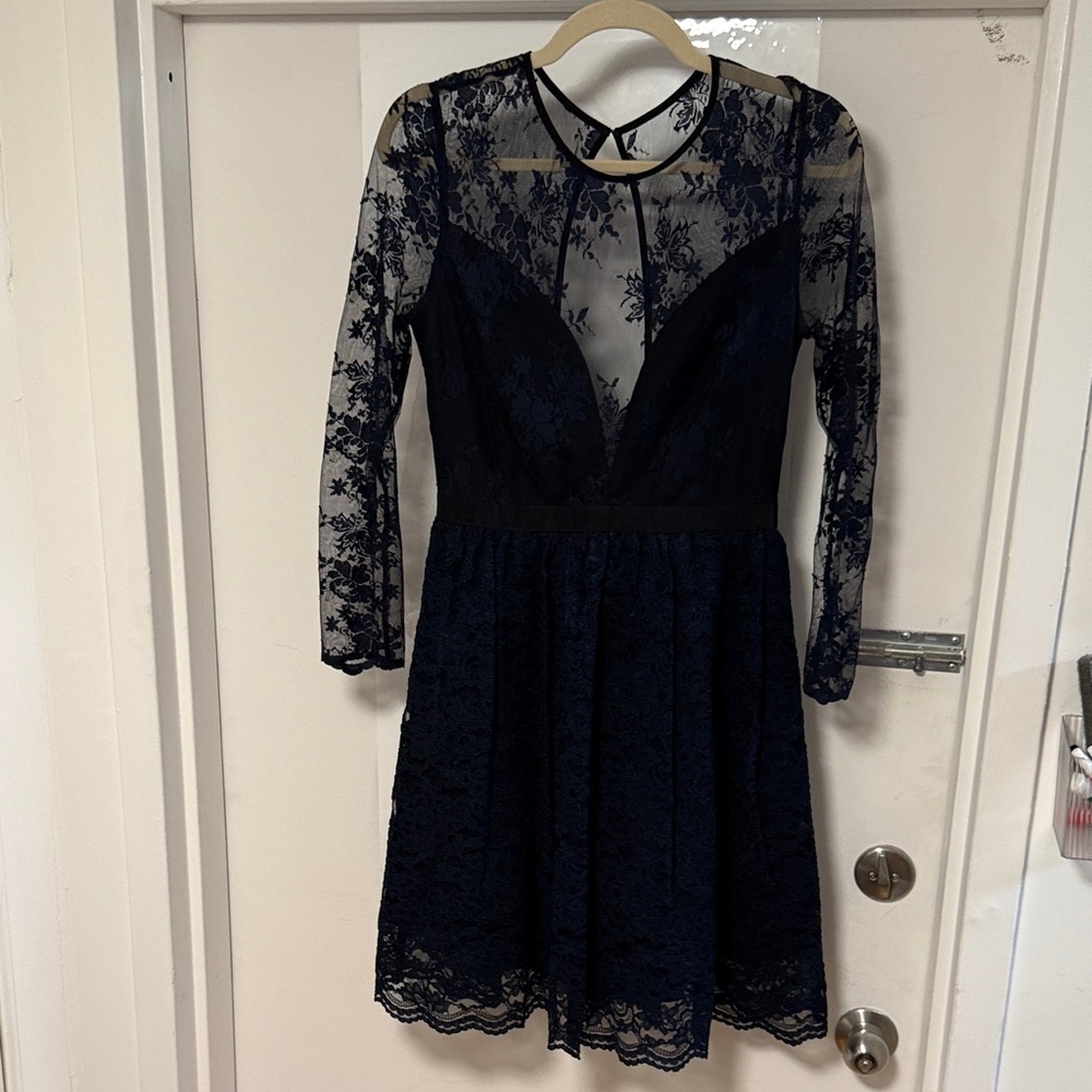 ABS Allen Schwartz Midnight Blue Lace Dress